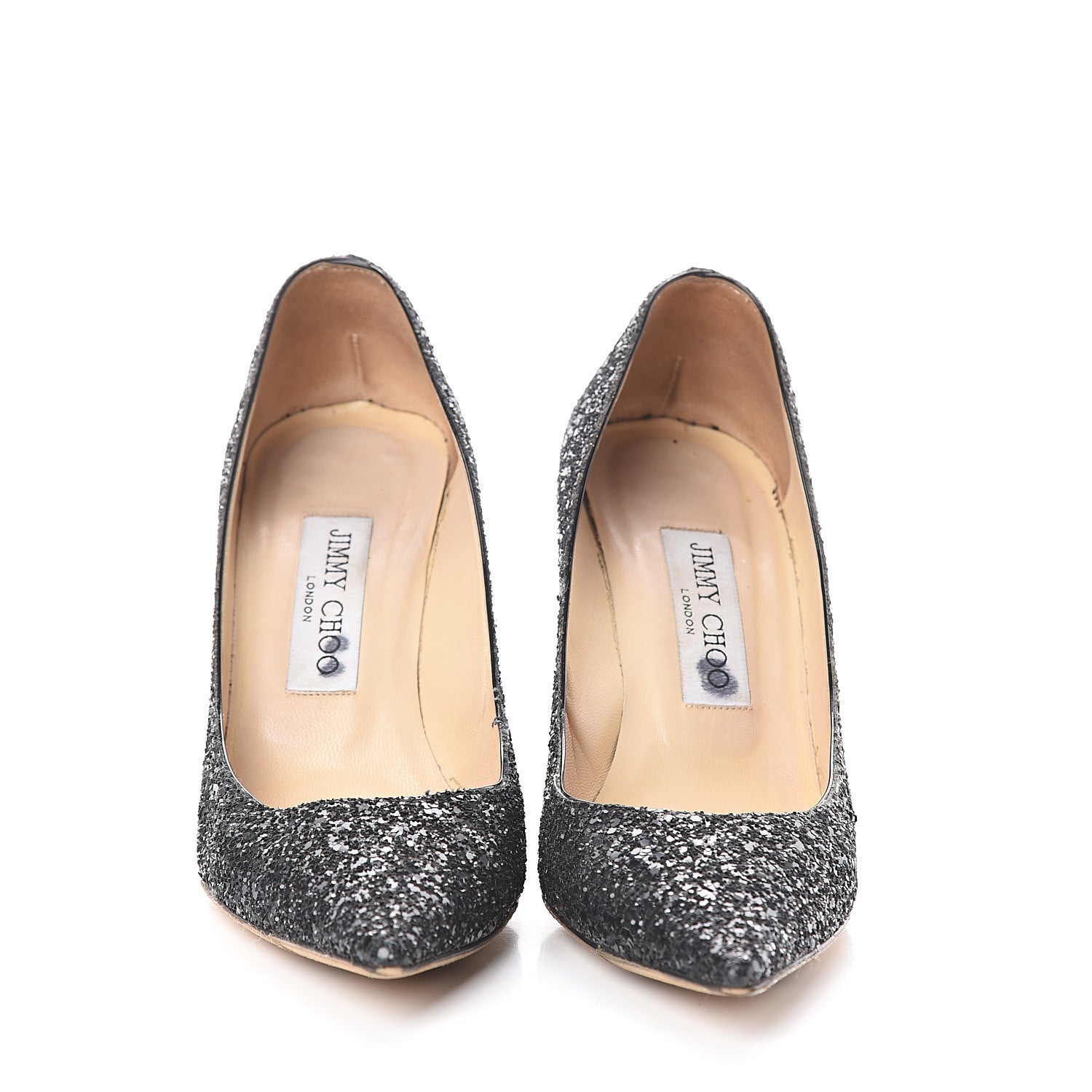 Jimmy Choo Glitter Pointy Toe Romy 85 Pumps 36.5 Black 2 of 7