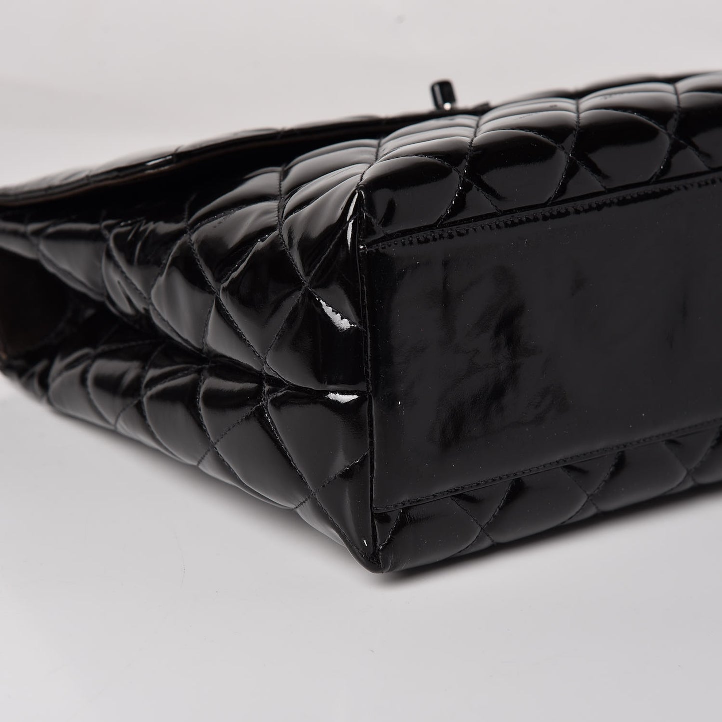 Patent Quilted Jumbo Kelly Flap Black