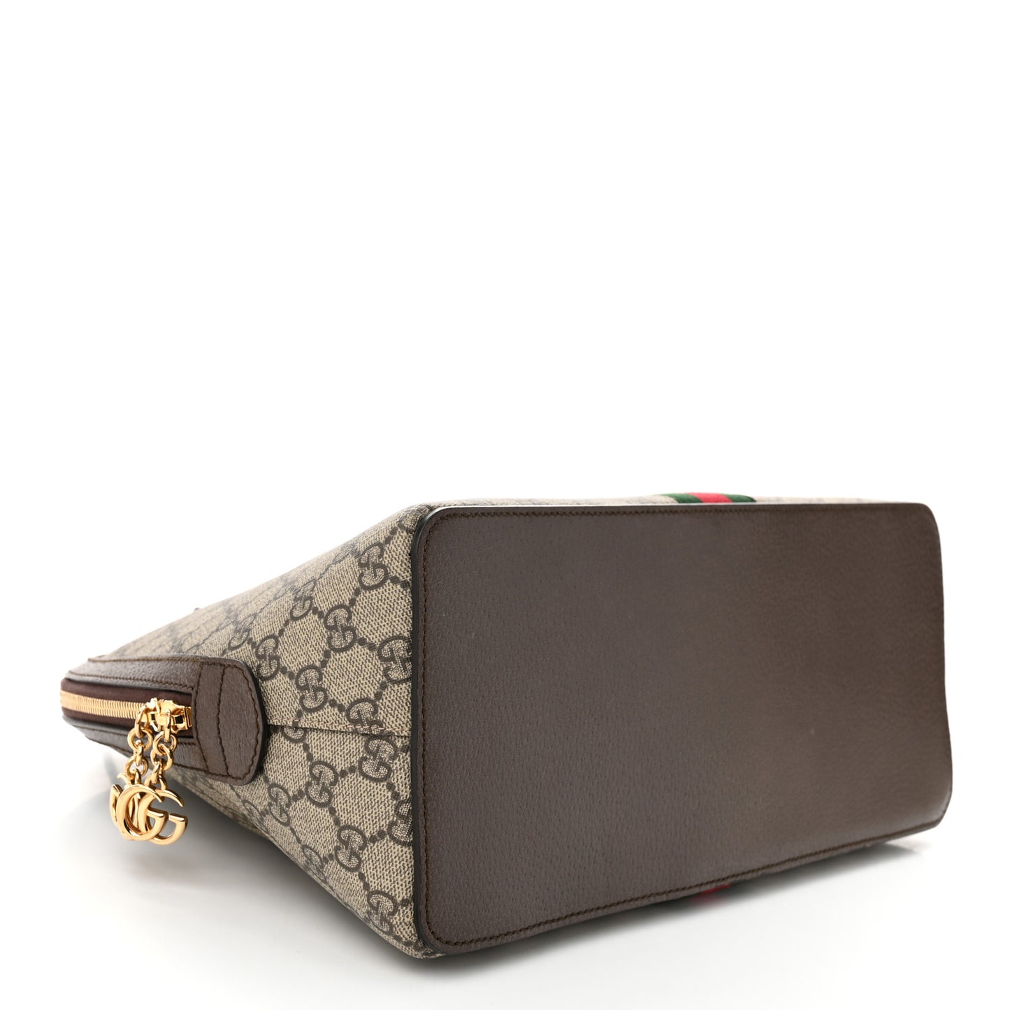 GG Supreme Monogram Web Medium Ophidia Top Handle Dome Bag Brown