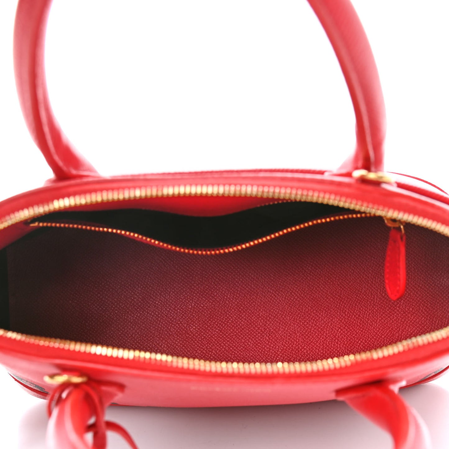Signature Grained Calfskin Logo S Ville Top Handle Bag Rouge Lantern Black
