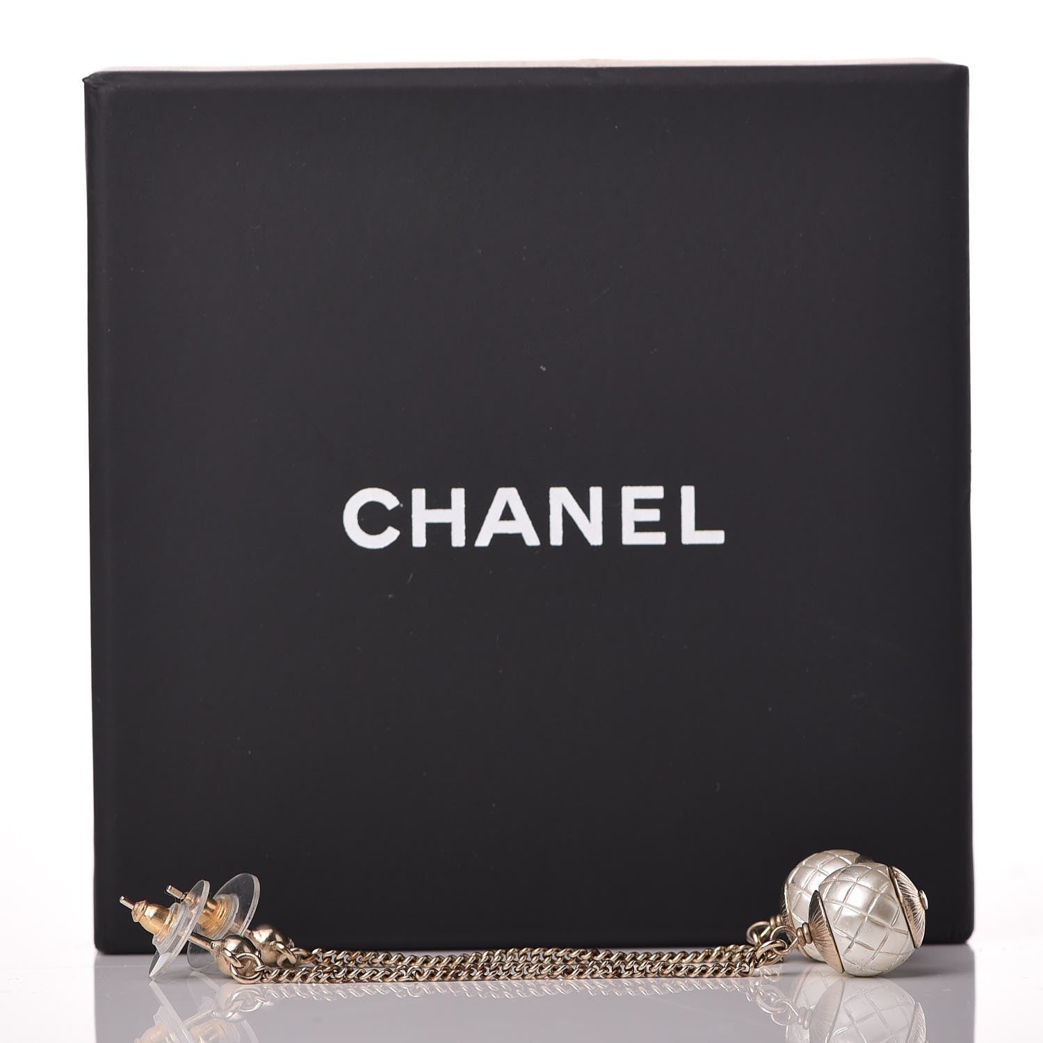 Chanel Metal Pearl Quilted CC Drop Earrings Gold 9 of 9