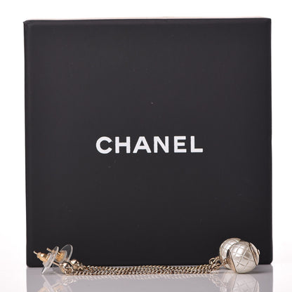 Chanel Metal Pearl Quilted CC Drop Earrings Gold 9 of 9