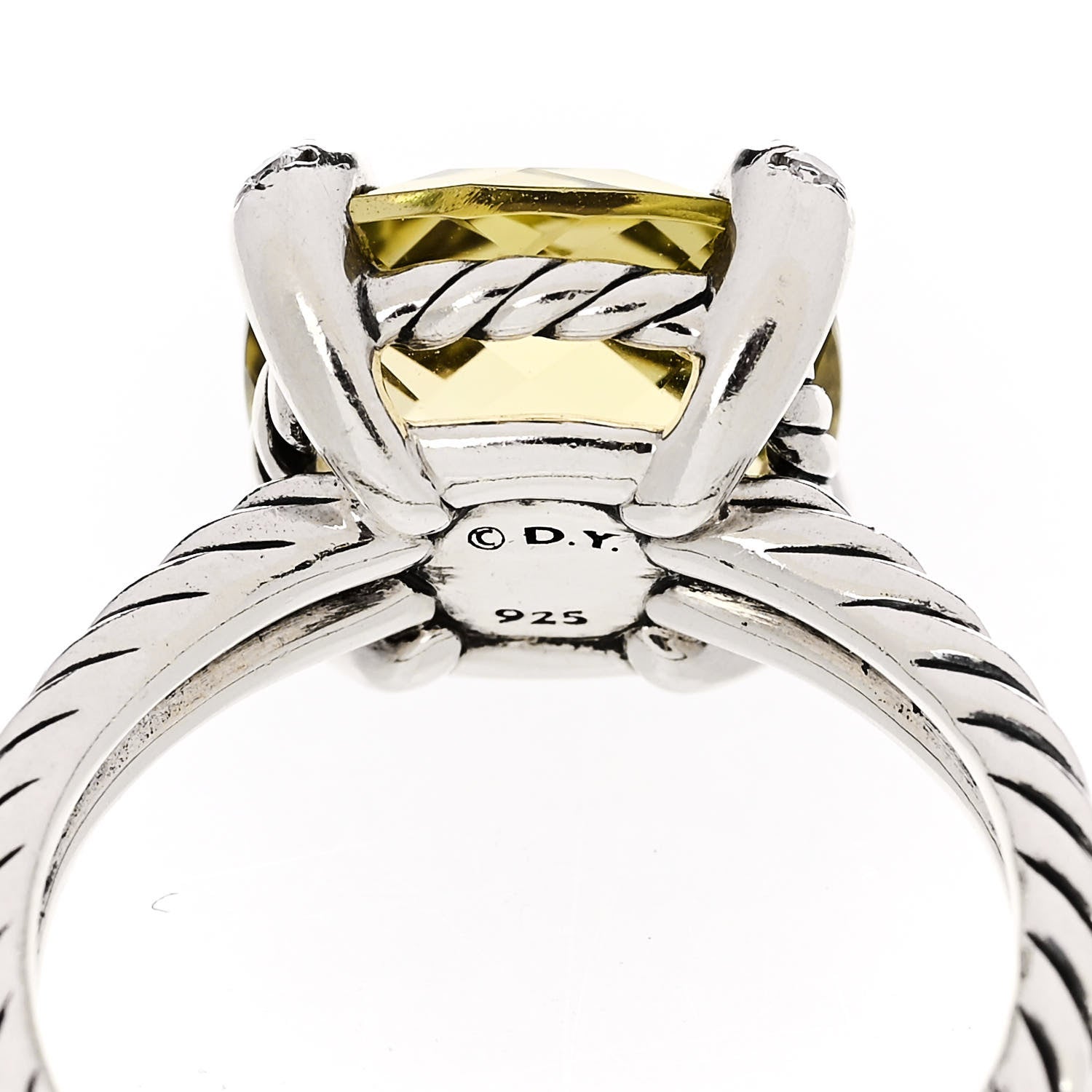 David Yurman Sterling Silver Diamond Lemon Citrine 11mm Chatelaine Ring 54 7 5 of 5