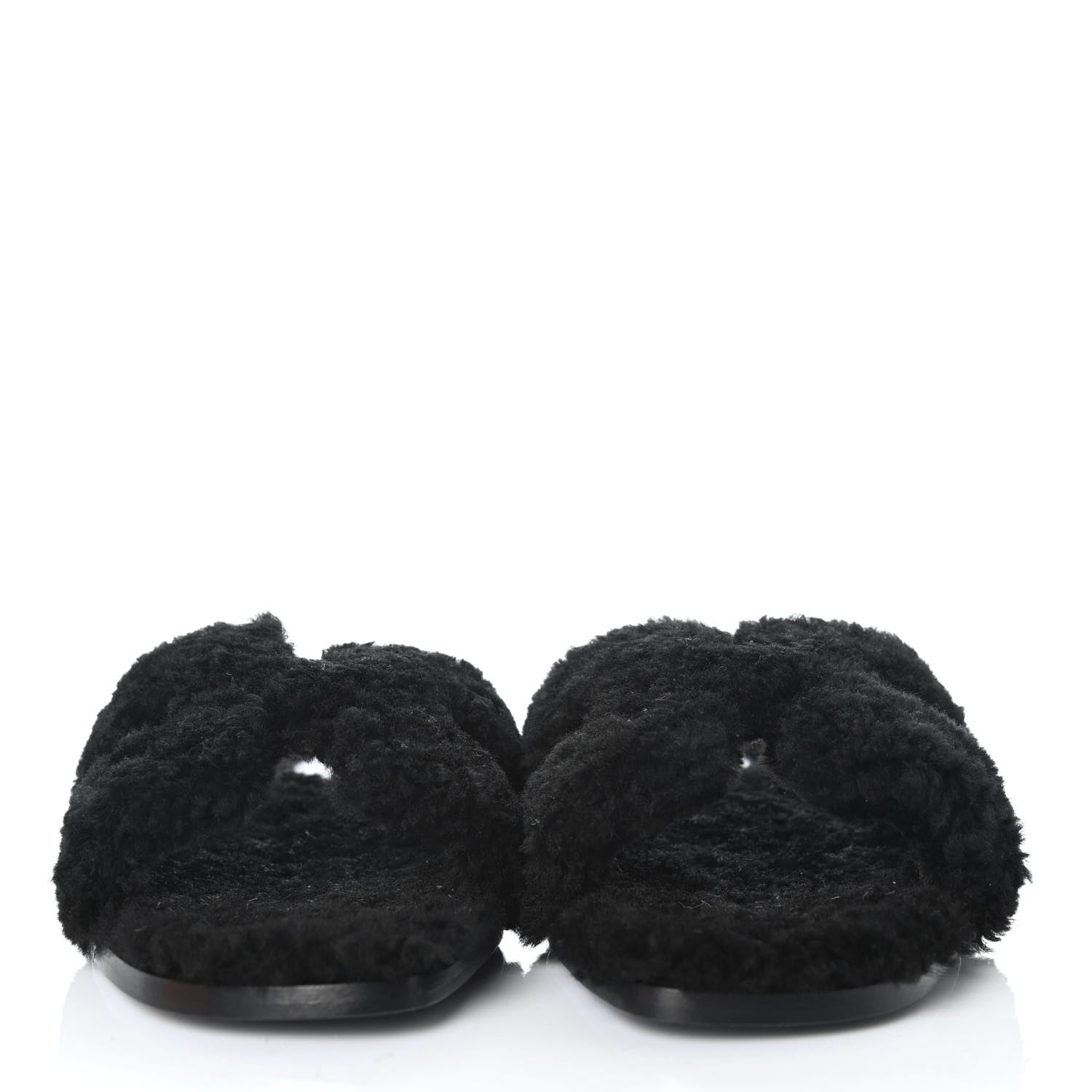 Hermes Woolskin Oran Sandals 38.5 Black 2 of 4