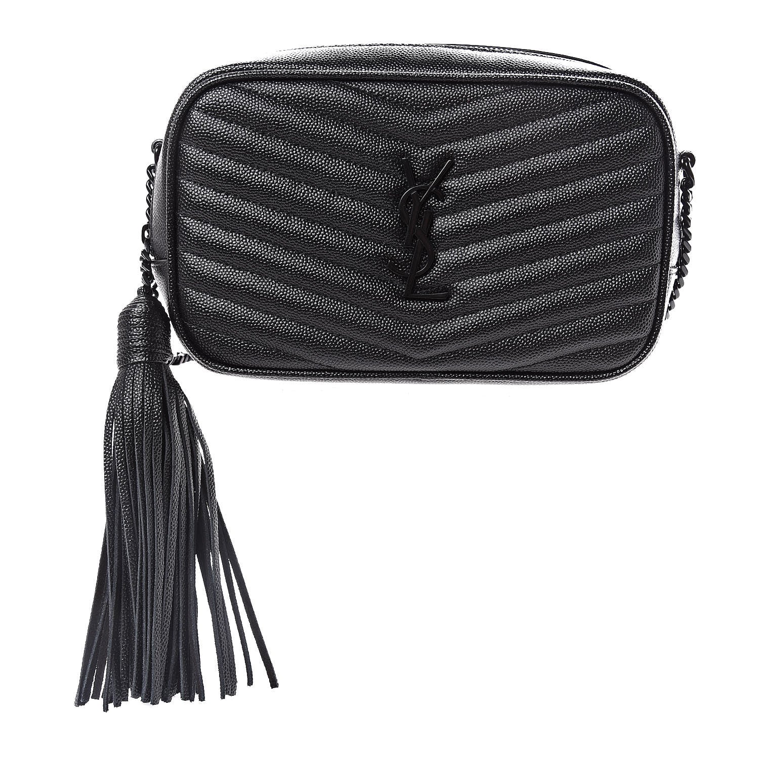 Saint Laurent Grain De Poudre Matelasse Monogram Mini Lou Camera Bag Black 1 of 11