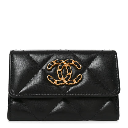Chanel Lambskin Quilted Chanel 19 Flap Card Holder Black 1 of 8