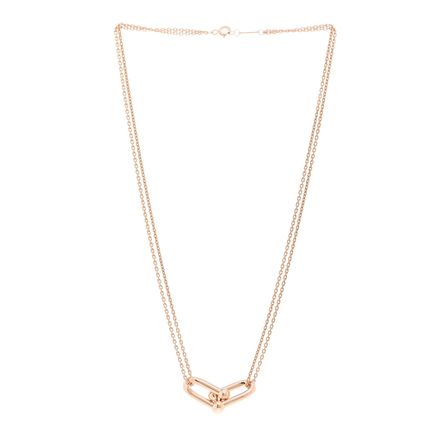 Tiffany 18K Rose Gold HardWear Double Link Pendant Necklace 3 of 5