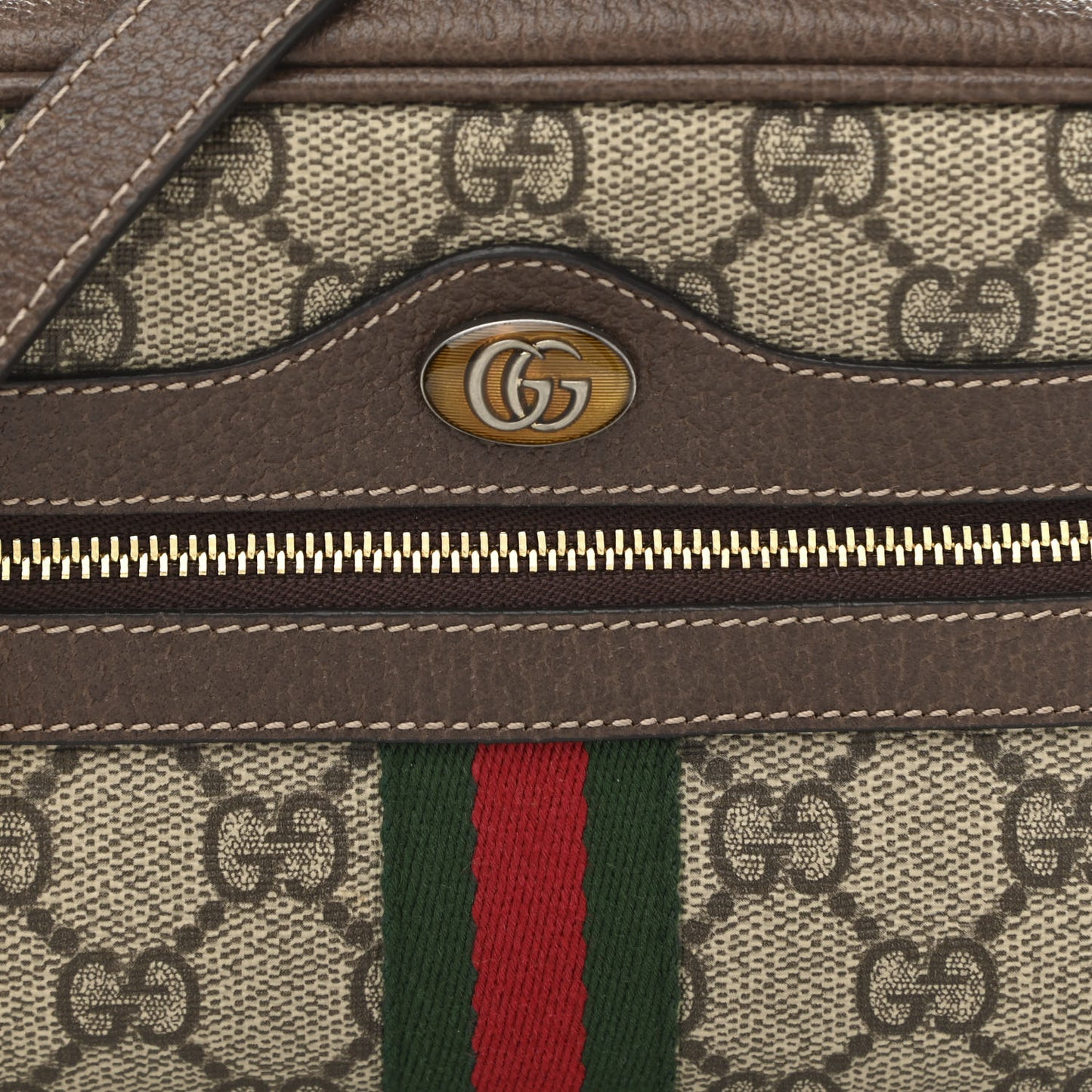 GG Supreme Monogram Web Mini Ophidia Shoulder Bag Brown