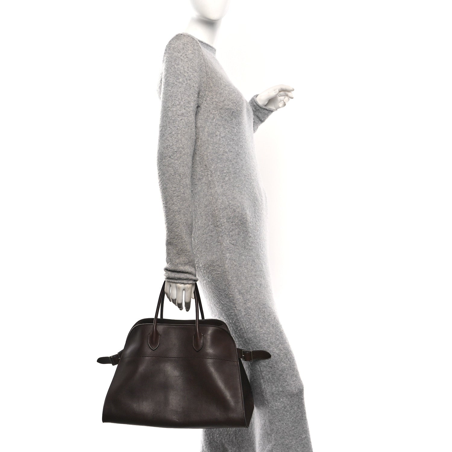 The Row Polished Saddle Calfskin Soft Margaux 15 Chestnut 2 of 10