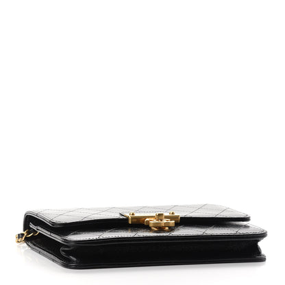 Chanel Goatskin Stitched Golden CC Wallet on Chain WOC Black 4 of 10