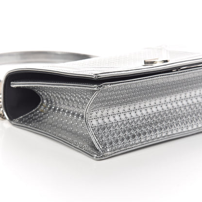 Christian Dior Metallic Patent Micro-Cannage Medium Diorama Flap Bag Silver 7 of 8