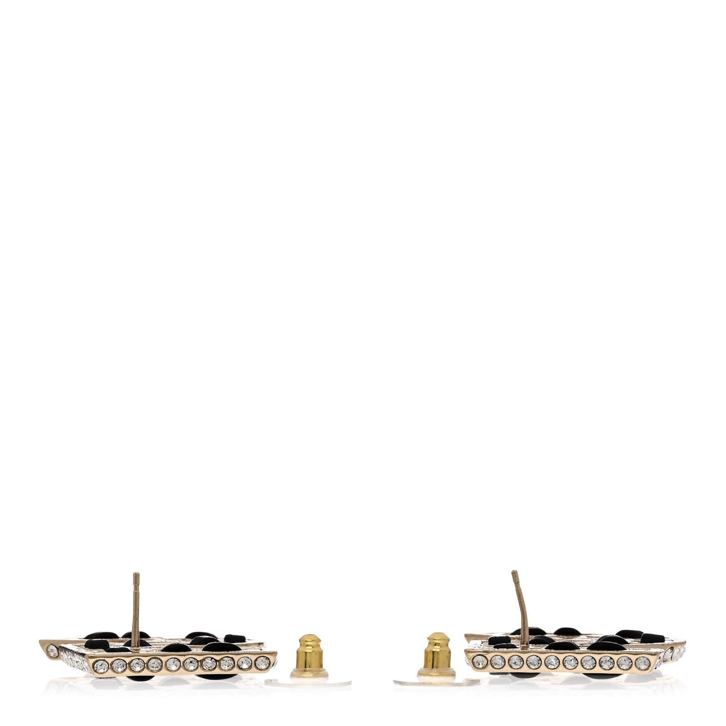 Crystal Lambskin Chain CC No 5 Earrings Gold Black
