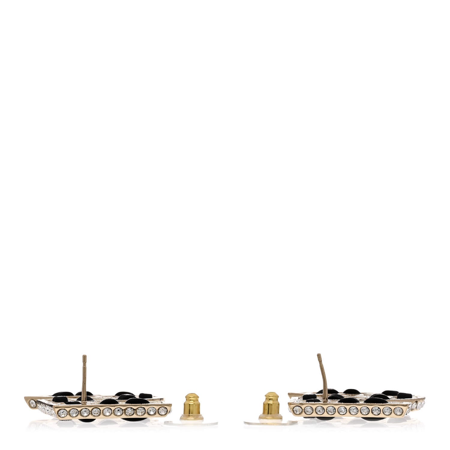 Chanel Crystal Lambskin Chain CC No 5 Earrings Gold Black 3 of 4