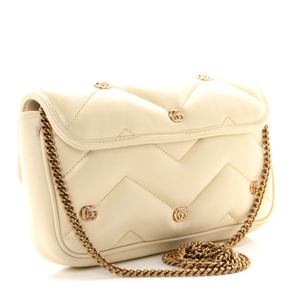 Gucci Calfskin Matelasse Double G Studs Mini Torchon GG Marmont Shoulder Bag White 4 of 11