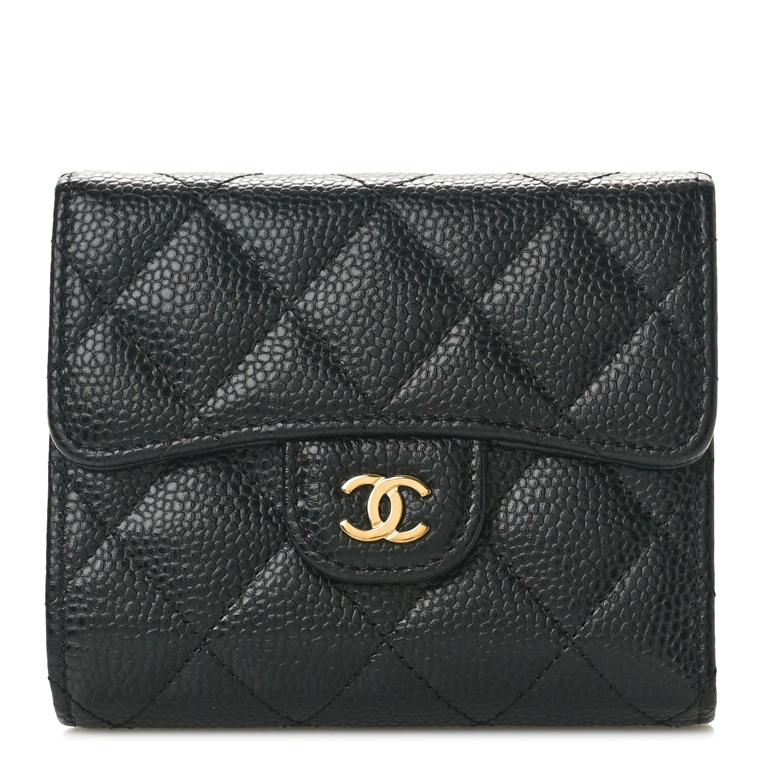 Chanel Caviar Quilted Compact Flap Wallet Black 1 of 9