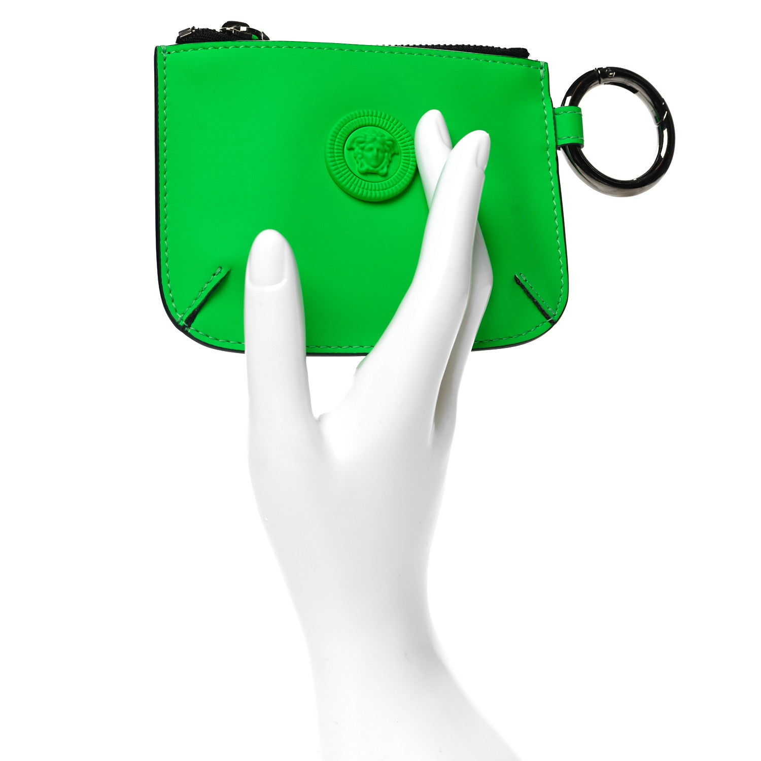 Versace Rubber Calfskin Medusa Key Pouch Neon Green 2 of 7