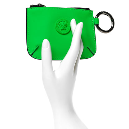 Versace Rubber Calfskin Medusa Key Pouch Neon Green 2 of 7