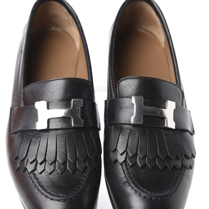 Hermes Goatskin Womens Royal Loafers 35 Black 9 of 10