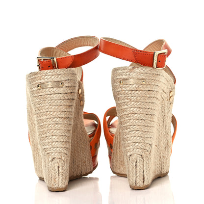 Jimmy Choo Suede Calfskin Perry Espadrille Wedges 38 Orange 5 of 9