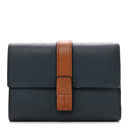 Loewe Grained Calfskin Small Vertical Wallet Steel Blue Tan 1 of 7