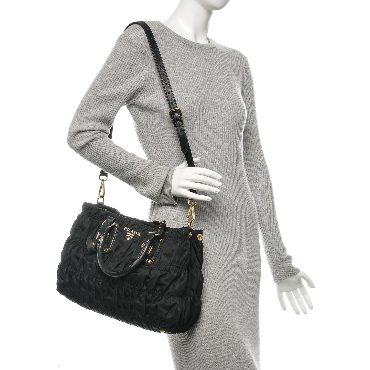 Tessuto Nylon Gaufre Tote Nero Black