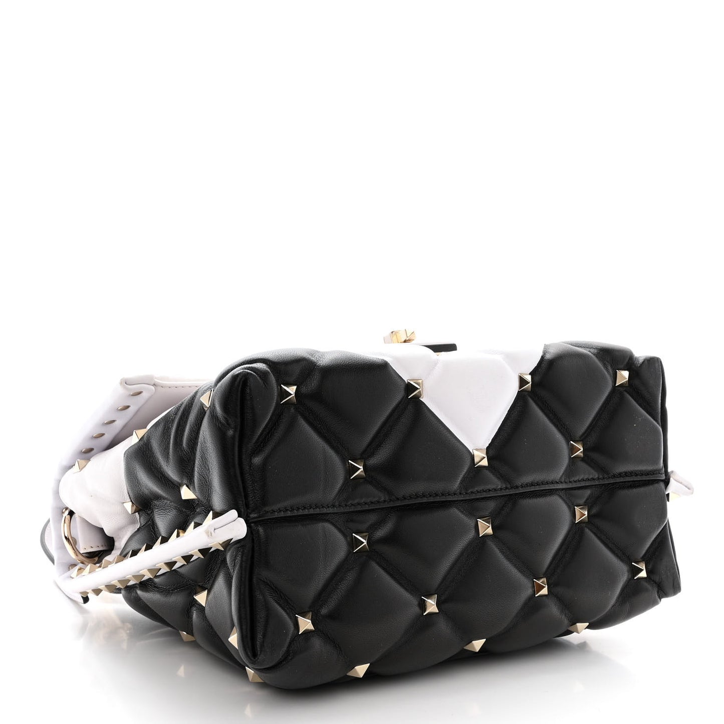 Nappa Medium Candystud Top Handle Bag White Black