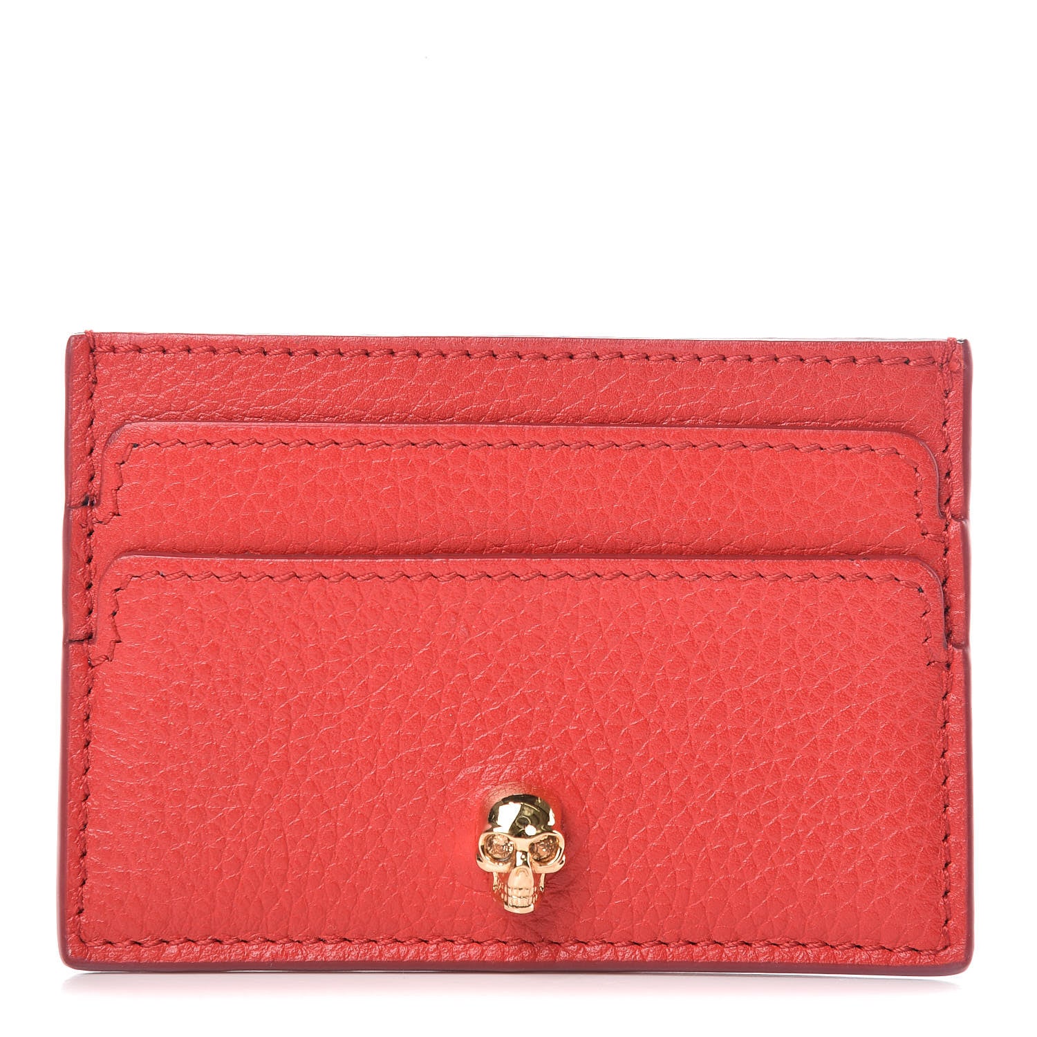 Alexander McQueen Calfskin Skull Card Holder Scarlet Red 1 of 8