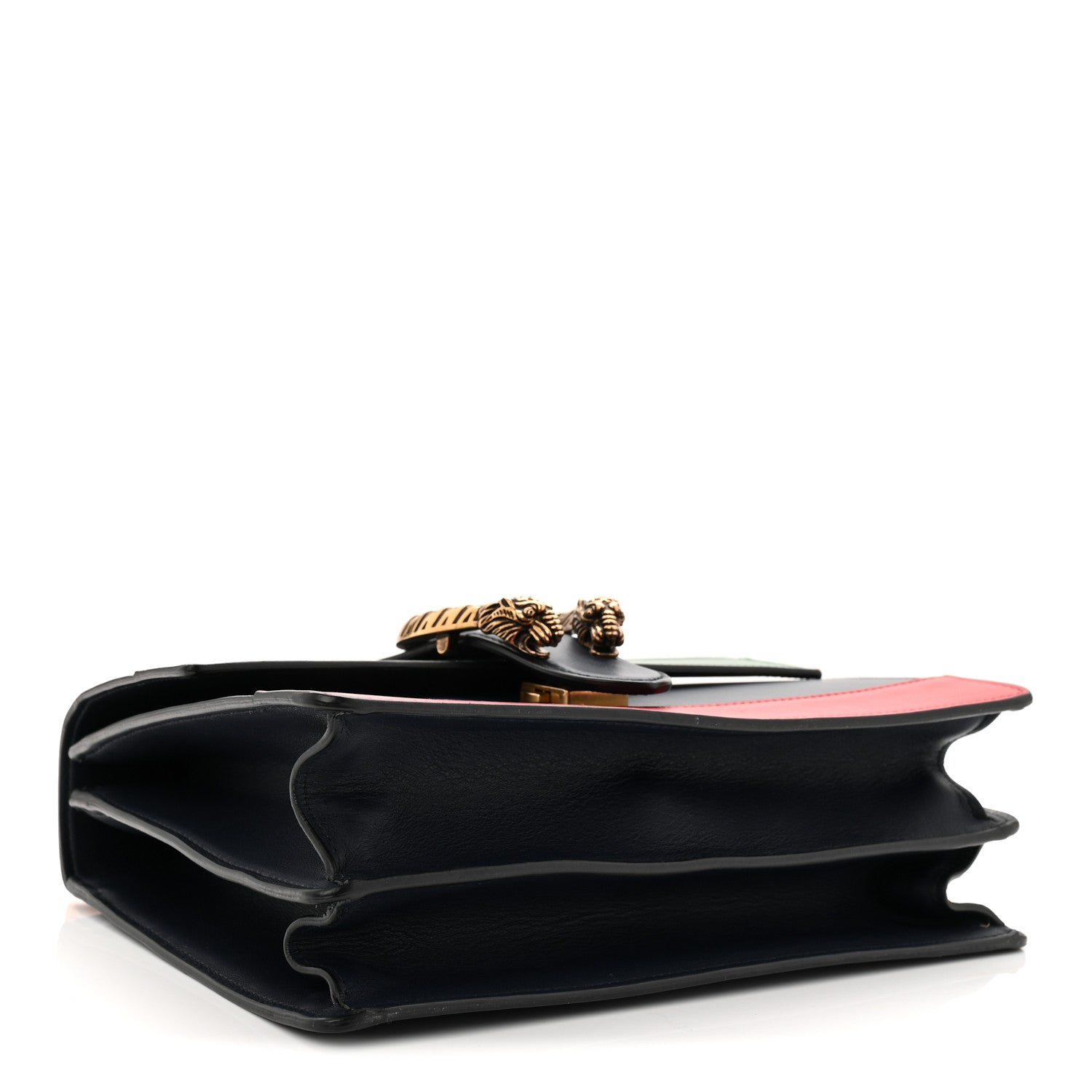 Gucci Moon Calfskin Web Medium Dionysus Bamboo Top Handle Bag Black Bright Evergreen Hibiscus Red 4 of 11