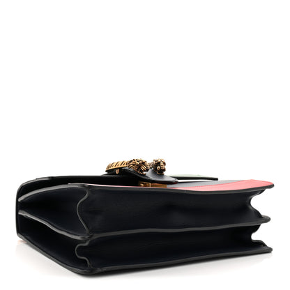 Gucci Moon Calfskin Web Medium Dionysus Bamboo Top Handle Bag Black Bright Evergreen Hibiscus Red 4 of 11