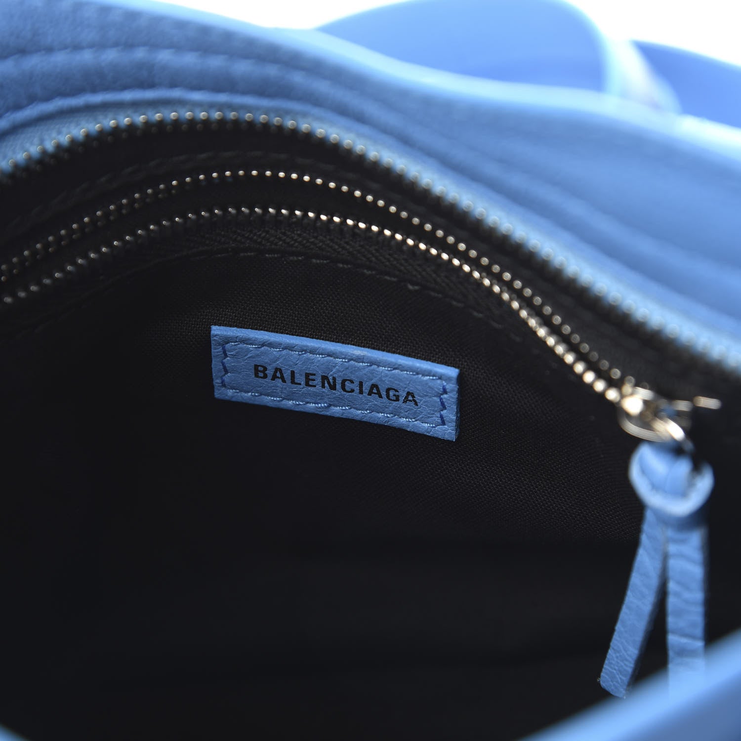 Balenciaga Agneau Classic Silver Hardware Mini City Logo Strap Bleu Turquoise Black 8 of 9