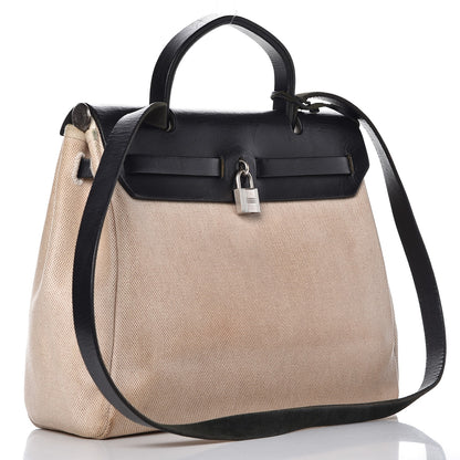 Hermes Toile Vache Calfskin Herbag 30 PM Natural Black 3 of 54