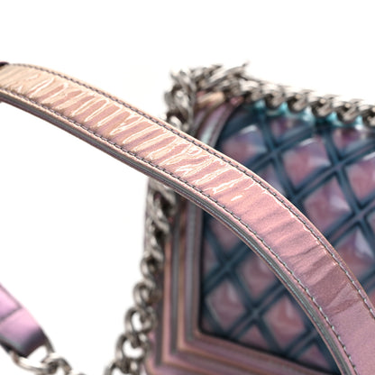 Chanel Iridescent Patent Calfskin PVC Quilted Small Boy Flap Light Purple 14 of 14
