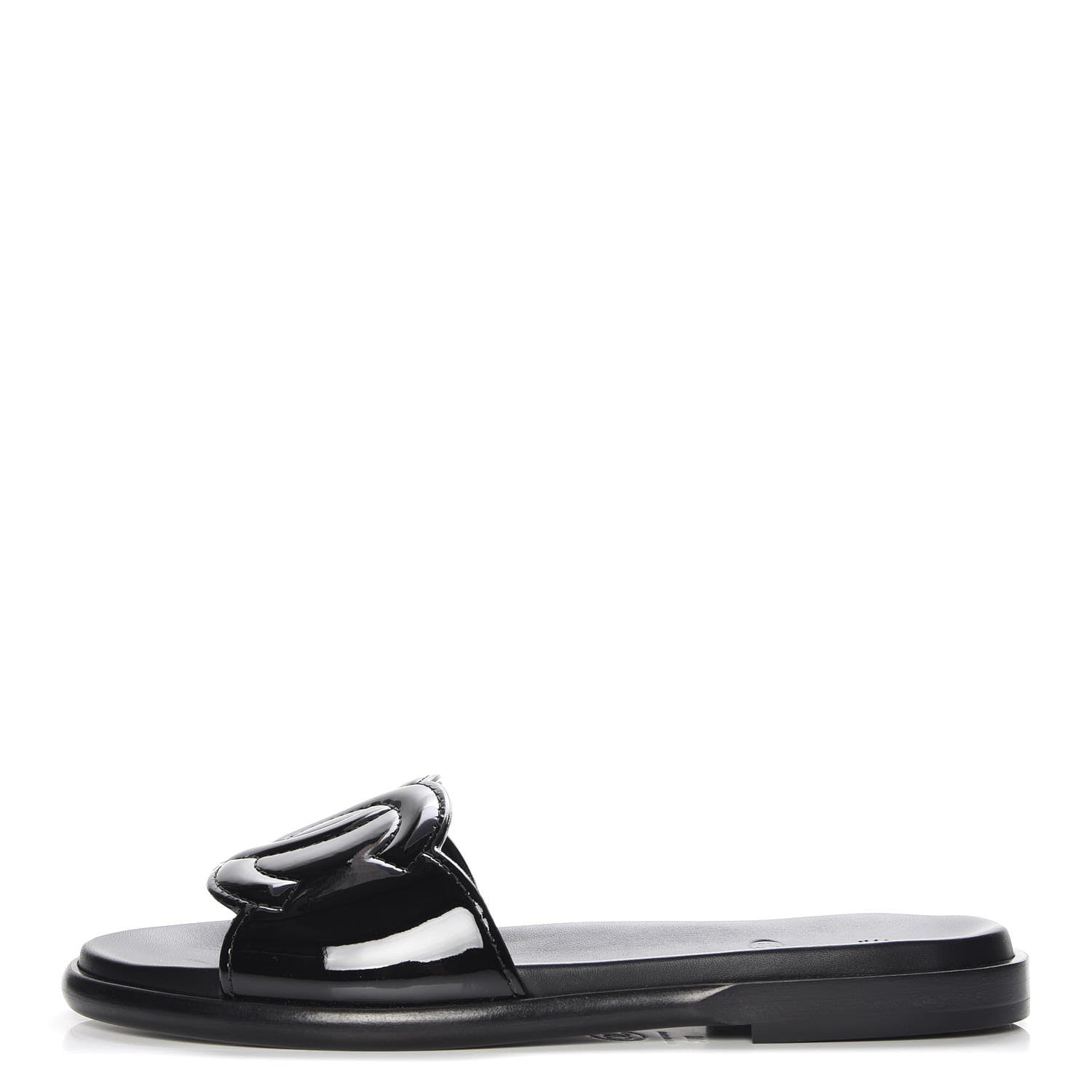 Chanel Patent Calfskin CC Slip On Mules 36 Black 1 of 8