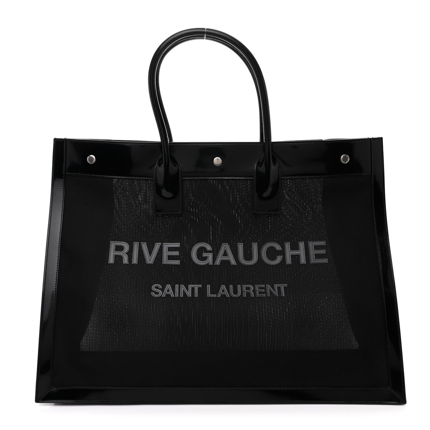 Saint Laurent Mesh Patent Rive Gauche Tote Black 1 of 12
