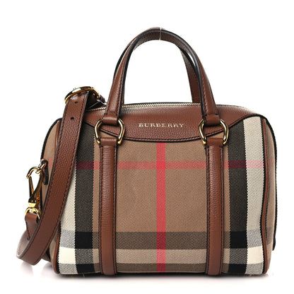 Burberry House Check Derby Calfskin Small Alchester Bowling Bag Honey Tan 1 of 9