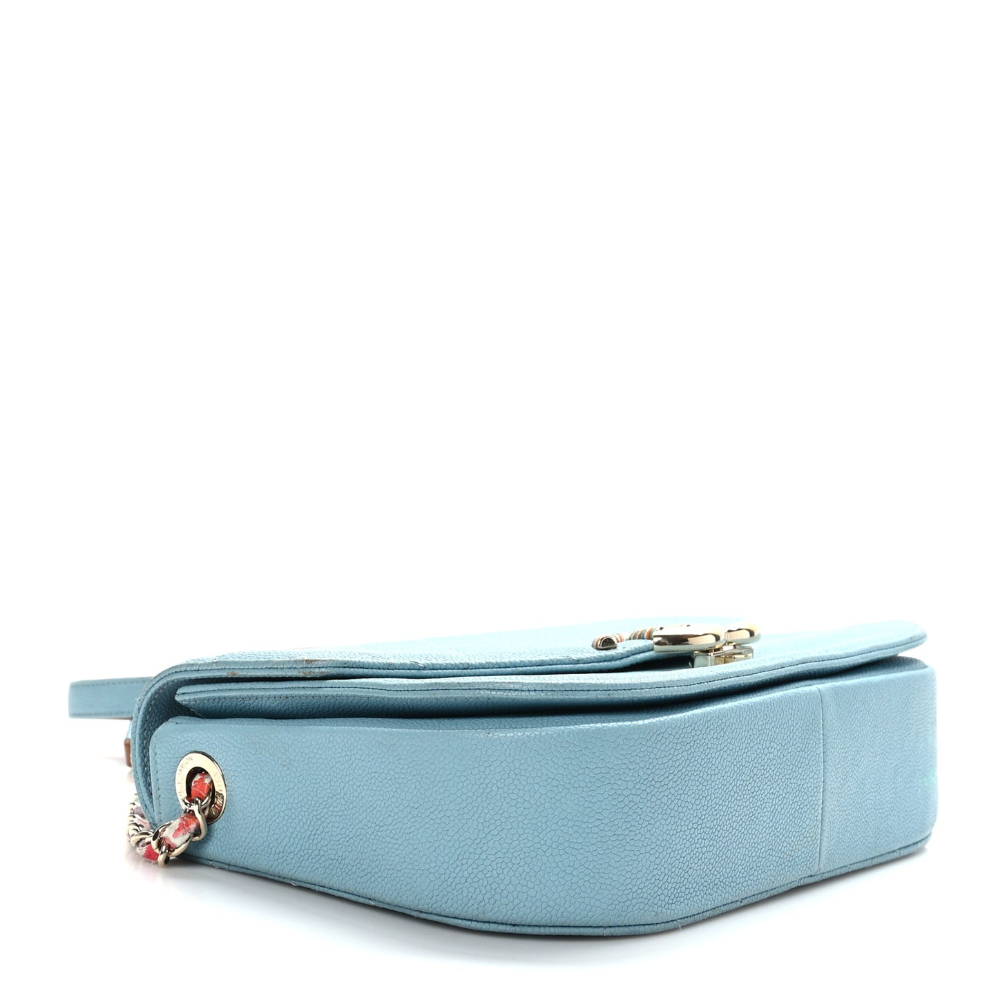 Grained Calfskin Quilted Medium Cuba Top Handle Flap Blue