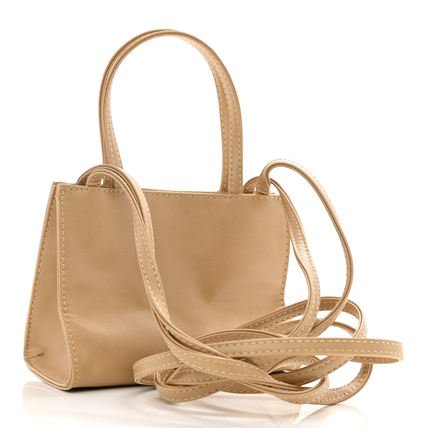 Vegan Leather Small Shopping Bag Cream