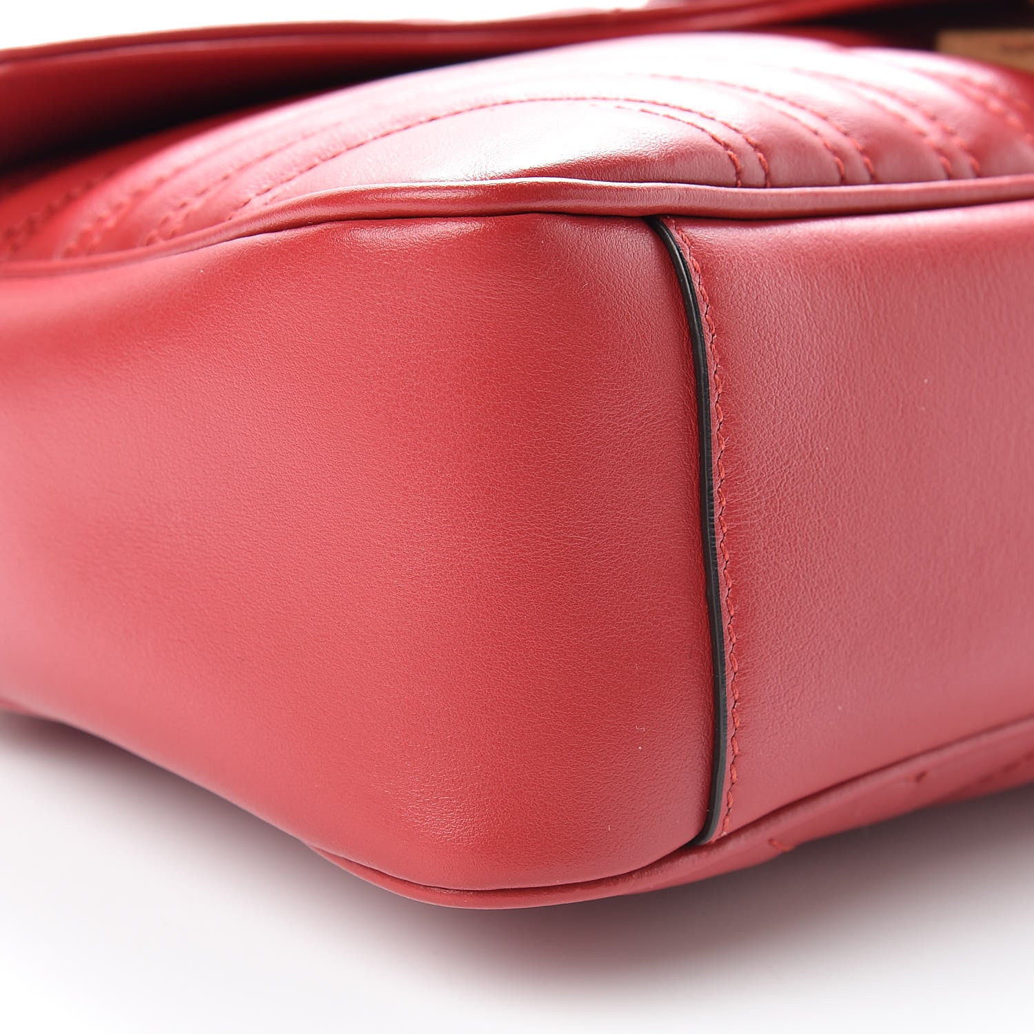 Gucci Calfskin Matelasse Small GG Marmont Shoulder Bag Hibiscus Red 9 of 11