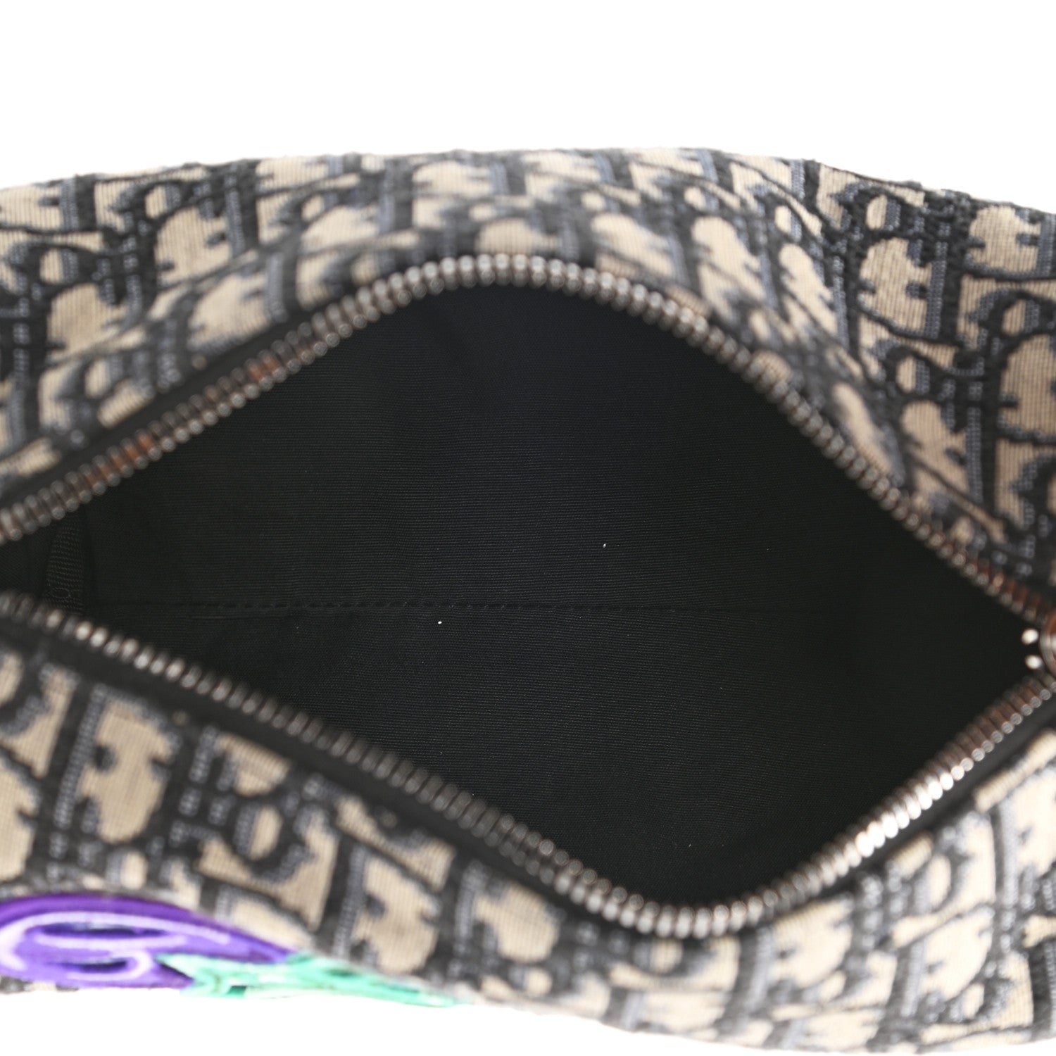 Christian Dior X KENNY SCHARF Oblique Canvas Embroidered Patches Roller Messenger Bag Charcoal 5 of 9