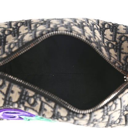 Christian Dior X KENNY SCHARF Oblique Canvas Embroidered Patches Roller Messenger Bag Charcoal 5 of 9