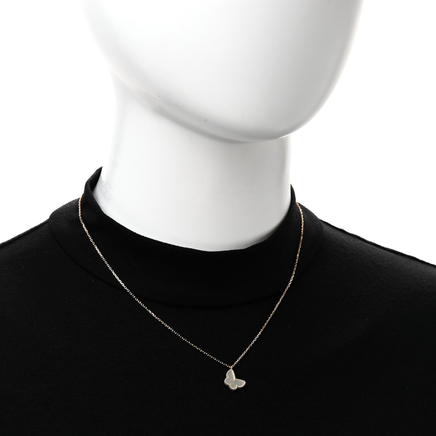 Van Cleef & Arpels 18K Yellow Gold Mother of Pearl Sweet Alhambra Butterfly Pendant Necklace 2 of 5