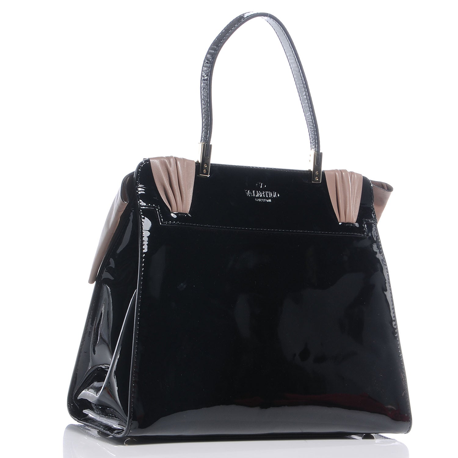 Valentino Garavani Patent Raffia Leopard Print Medium Aphrodite Bow Satchel Black 3 of 8