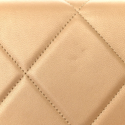 Chanel Metallic Goatskin Quilted Chanel 19 Wallet On Chain WOC Gold 17 of 18