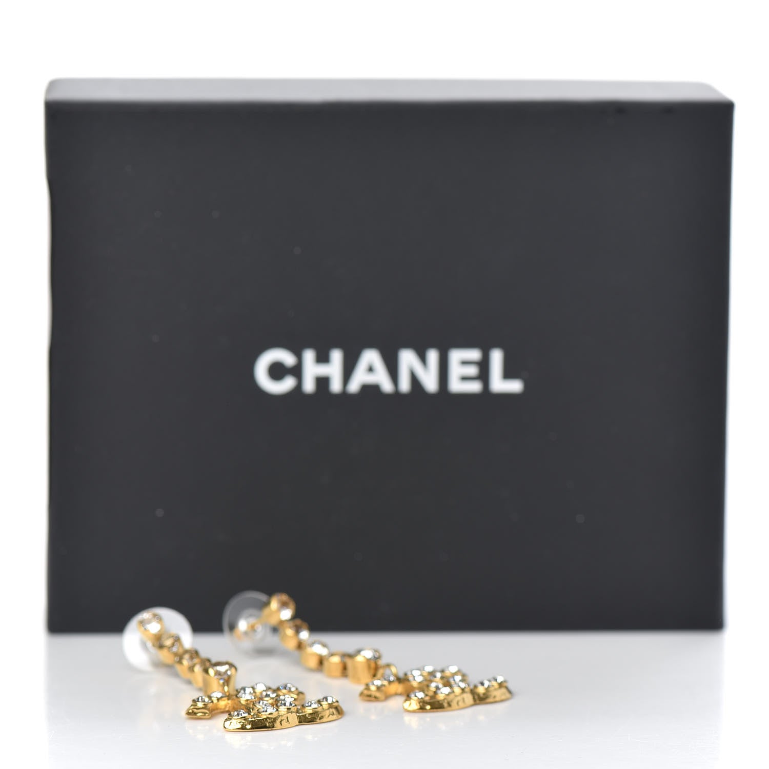 Chanel CC Crystal Drop Earrings Gold 6 of 6