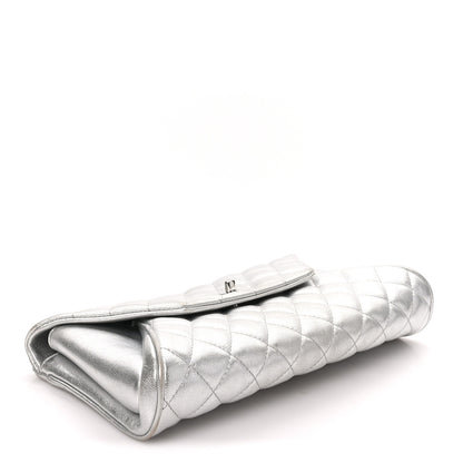 Chanel Metallic Calfskin Quilted Fold Up Again Clutch Silver 4 of 8