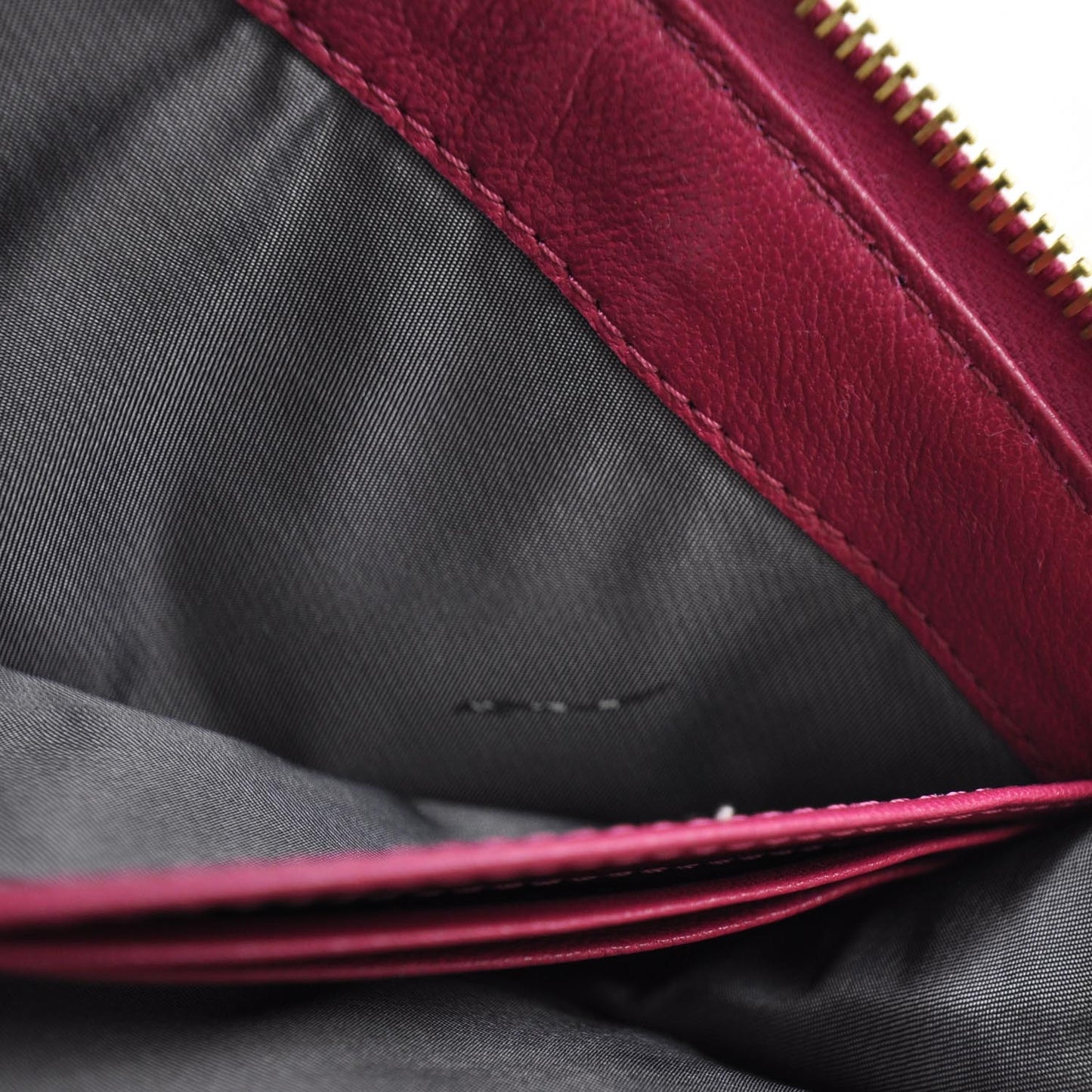 Leather Quilted Zip Clutch Wallet Fuchsia