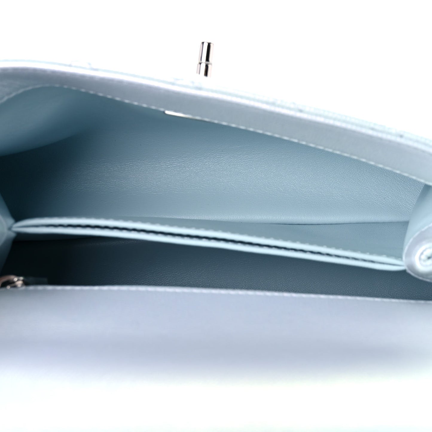 Iridescent Caviar Quilted Mini Coco Handle Flap Light Blue