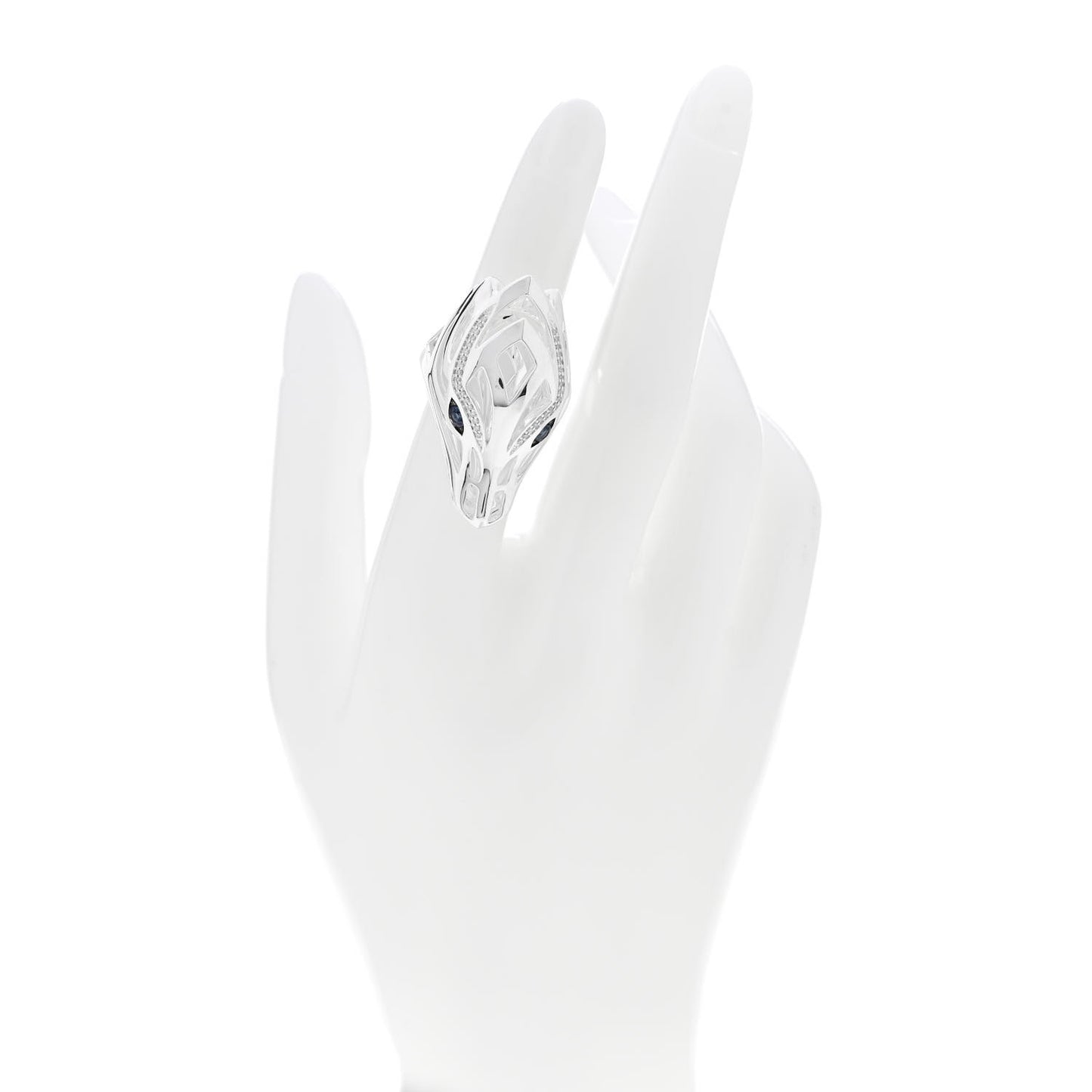 Sterling Silver Diamond Blue Sapphire Naga Ring 50 5.25