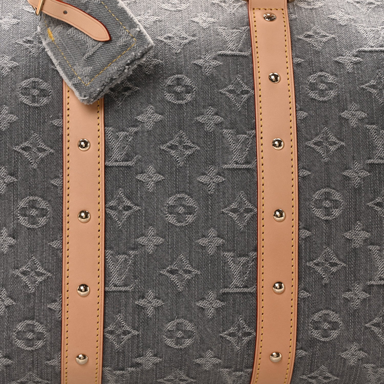 Louis Vuitton Denim Monogram Studded Keepall Bandouliere 45 Cloudy Grey 6 of 8
