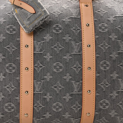 Louis Vuitton Denim Monogram Studded Keepall Bandouliere 45 Cloudy Grey 6 of 8